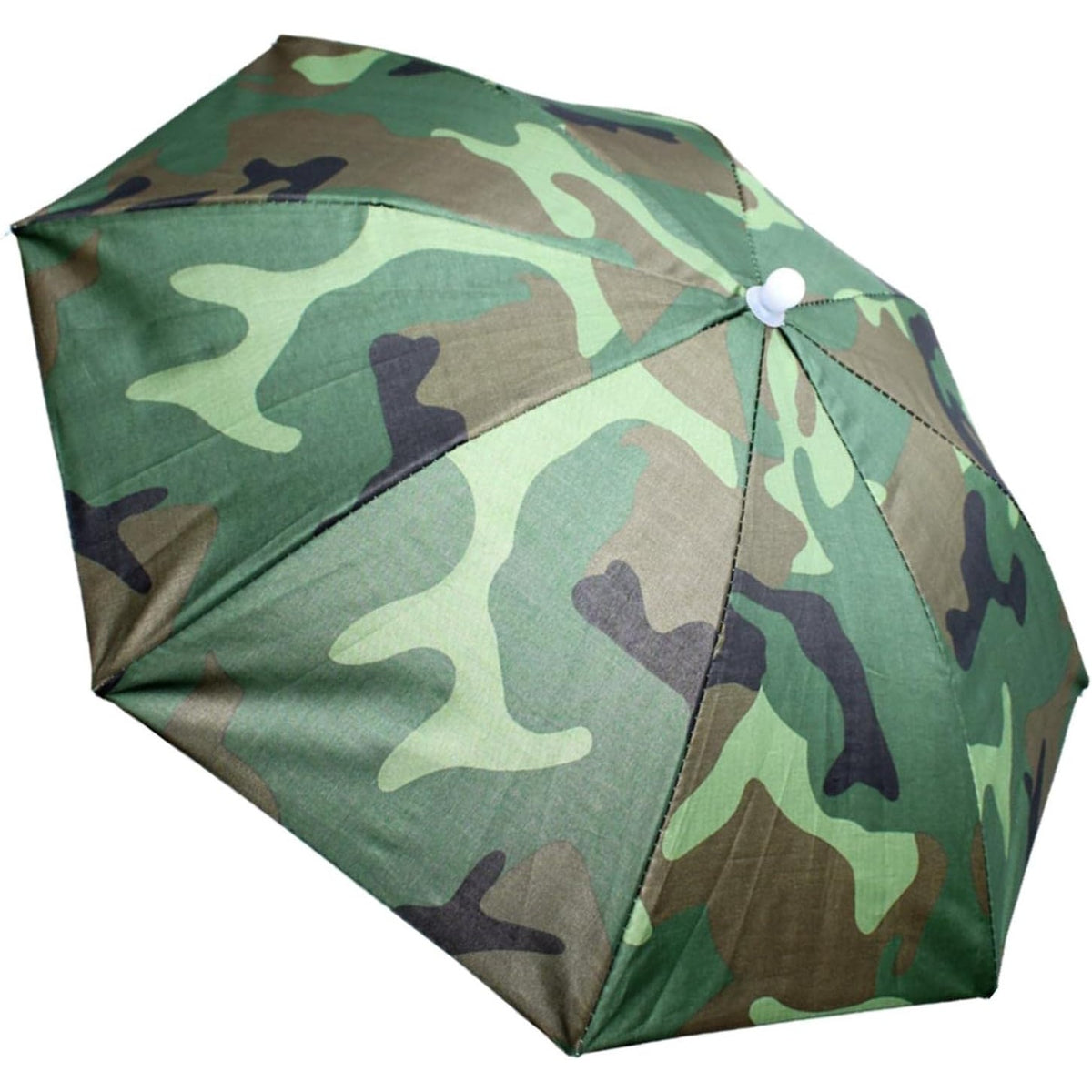 Umbrela de Cap pentru Pescuit si Drumetii, Protectie UV si Ploaie, Cadru Otel cu 8 Spite, Material Vinil, Snur Reglabil, Diametru 69 cm, Camuflaj