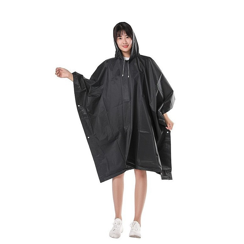 Pelerina de Ploaie Tip Poncho pentru Adulti, Unisex, Impermeabila cu Gluga si Capse Laterale, Material EVA Premium, 160 g, Negru