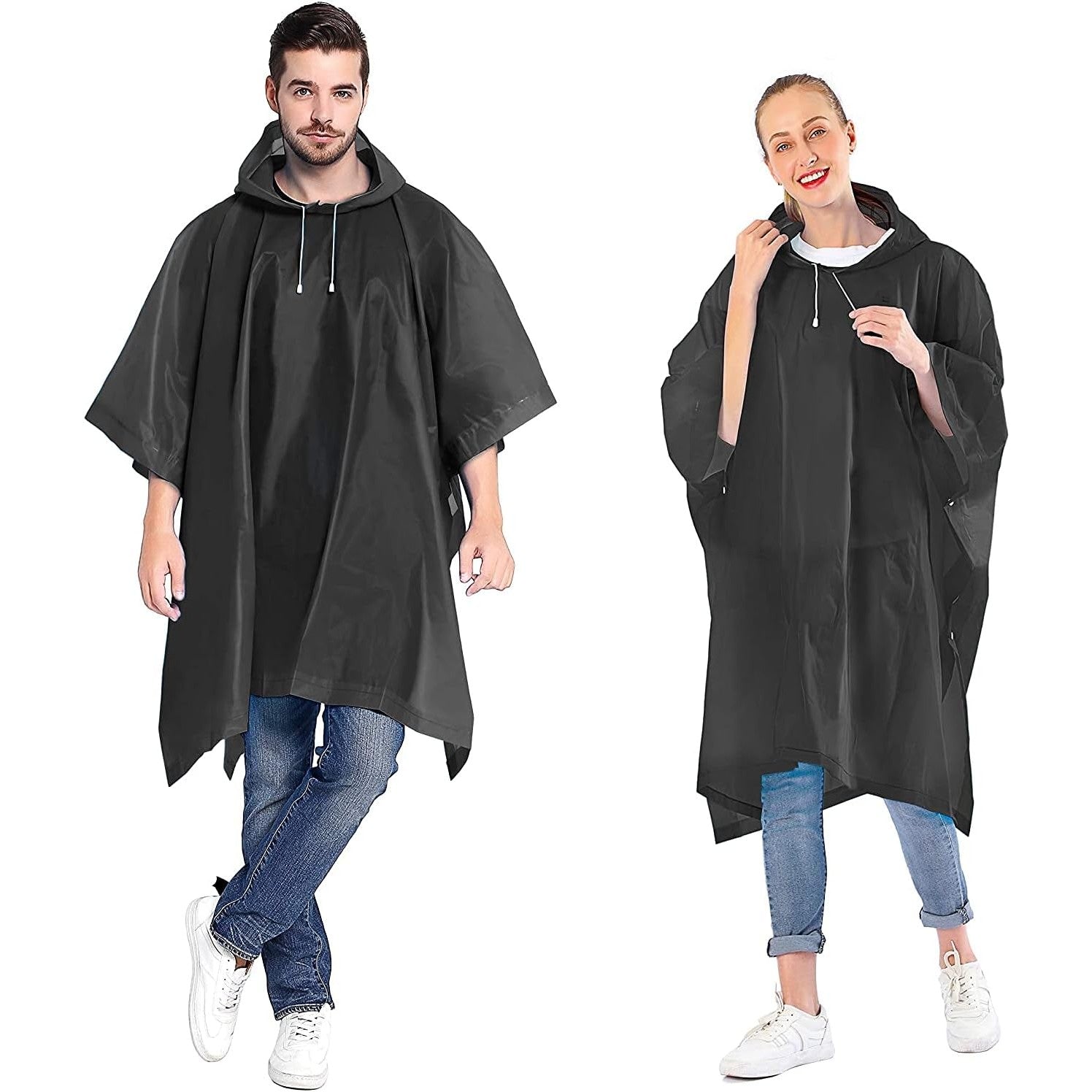 Pelerina de Ploaie Tip Poncho pentru Adulti, Unisex, Impermeabila cu Gluga si Capse Laterale, Material EVA Premium, 160 g, Negru