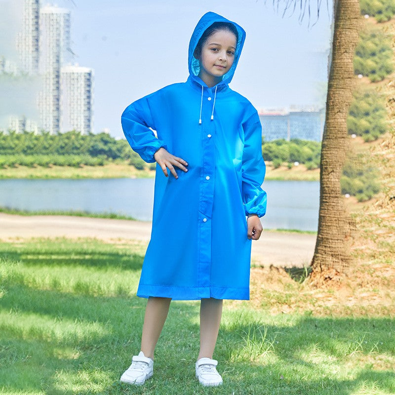Pelerina de Ploaie pentru Copii, Impermeabila cu Gluga si Mansete Elastice, Material EVA, Unisex, 100-145 cm, Albastru