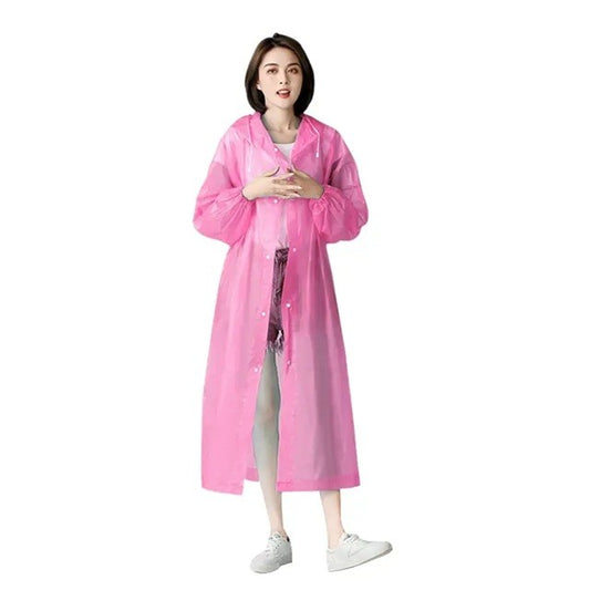 Pelerina de Ploaie pentru Adulti, Impermeabila si Rezistenta la Vant, Unisex, Gluga cu Snur si Inchidere cu Capse, Material EVA, Roz, 150-180 cm, 140 g