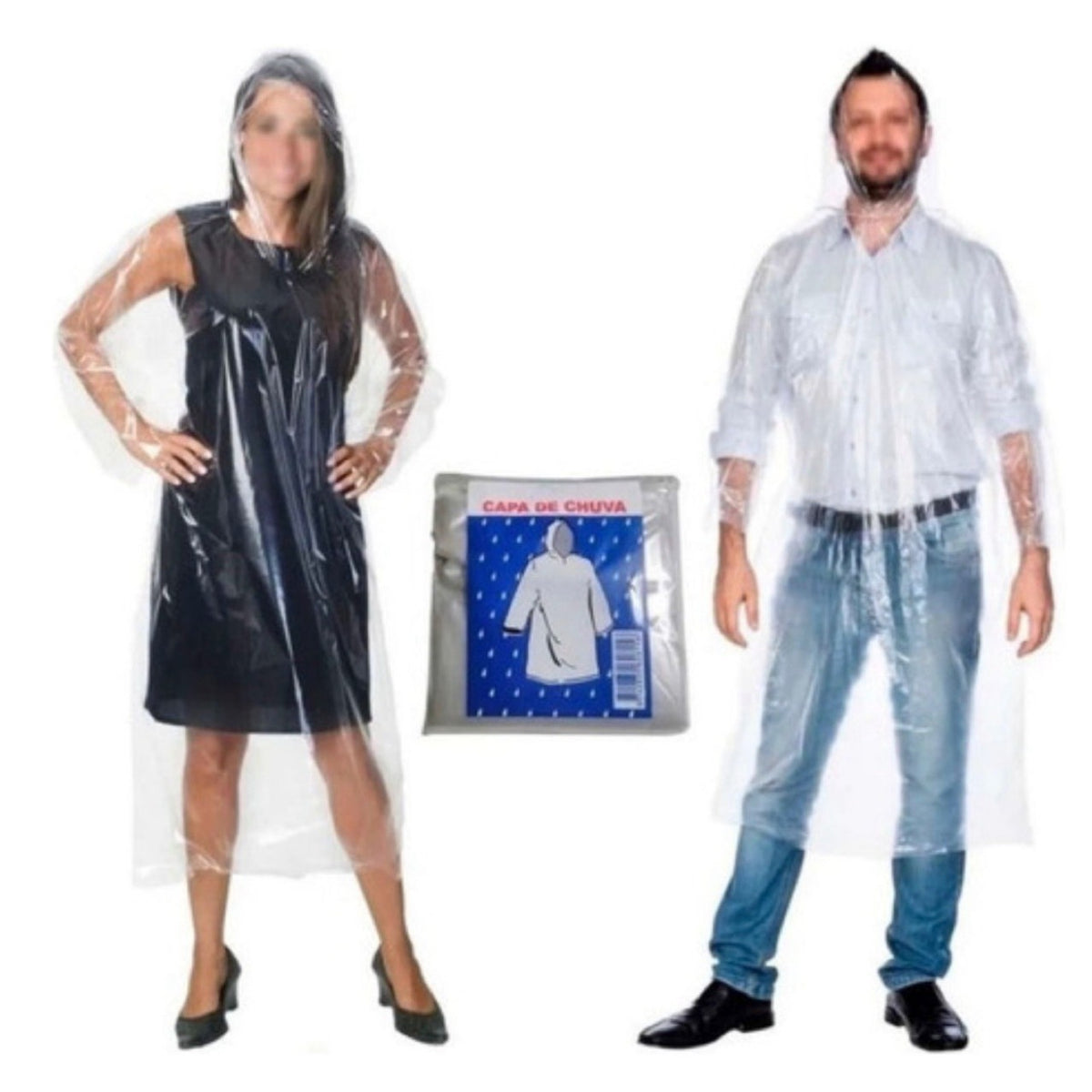 Pelerină de Ploaie pentru Adulți, Tip Poncho Impermeabil cu Glugă și Șnur, Material Plastic de Unică Folosință, 150 x 90 cm, 30 g, Transparent