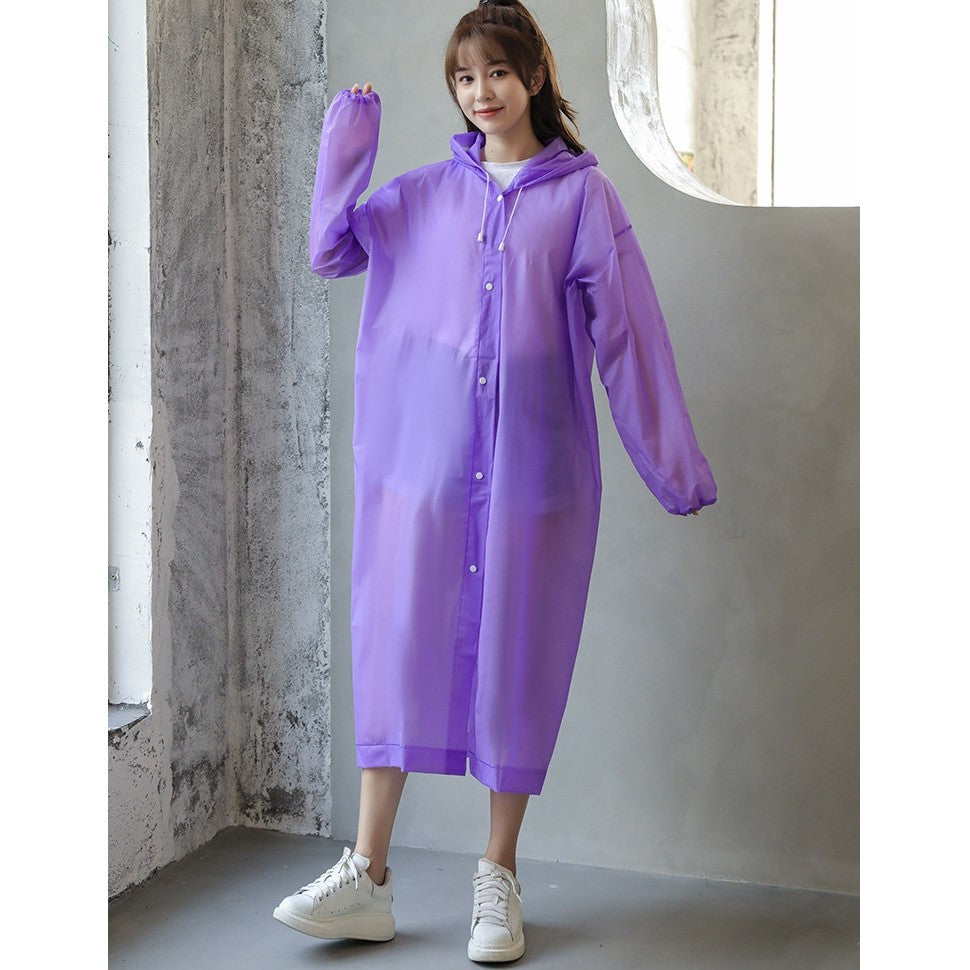 Pelerina de Ploaie pentru Adulti, Unisex, Impermeabila si Rezistenta la Vant, Material EVA, Inchidere cu Capse si Gluga Reglabila, 150-180 cm, 140 g, Mov