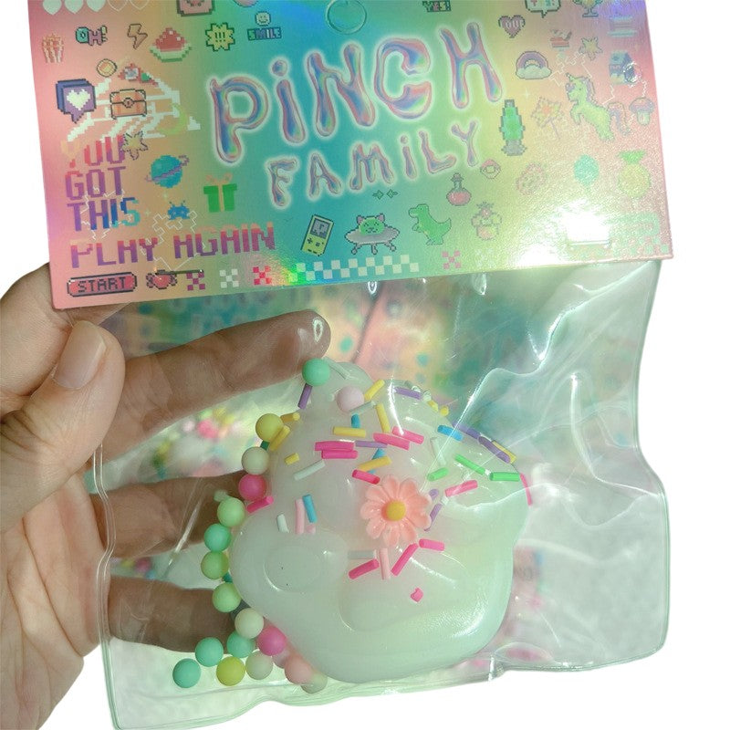 Jucarie Antistres Squishy Labuta de Pisica, Revenire Lenta pentru Relaxare, Material Squeeze Moale, Ambalaj Transparent, 6x6 cm, 45g, Alb