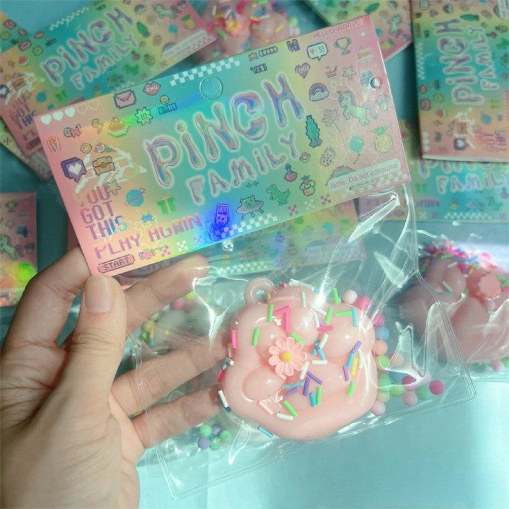 Jucarie Antistres Squishy, Model Labuta de Pisica, Revenire Lenta, Material Texturat pentru Relaxare, 6x6 cm, 45g, Roz