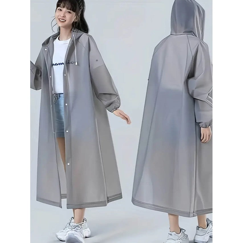 Pelerina de Ploaie pentru Adulti, Impermeabila si Rezistenta la Vant, cu Gluga si Capse, Material EVA, Unisex, Inaltime 150-180 cm, 140 g, Gri