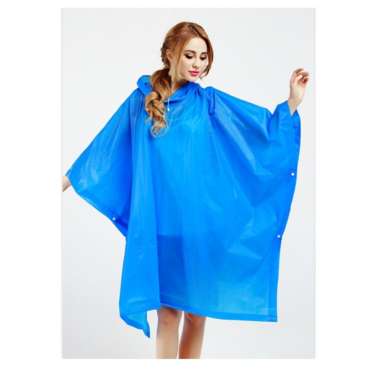 Pelerina de Ploaie Tip Poncho pentru Adulti, Impermeabila si Rezistenta la Vant, Material EVA Premium, Gluga Reglabila si Capse Laterale, Marime Universala, 160 g, Albastru