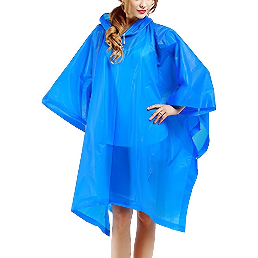 Pelerina de Ploaie Tip Poncho pentru Adulti, Impermeabila si Rezistenta la Vant, Material EVA Premium, Gluga Reglabila si Capse Laterale, Marime Universala, 160 g, Albastru