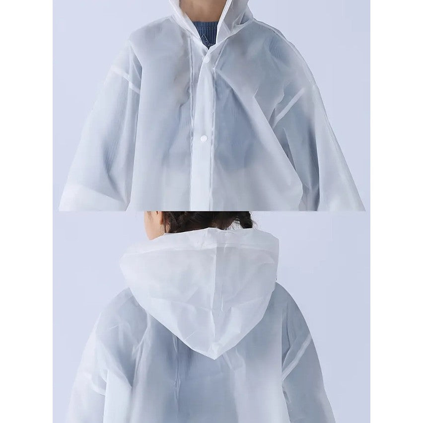 Pelerină de Ploaie pentru Copii, Impermeabilă, Unisex, Glugă Reglabilă și Manșete Elastice, Material EVA, Înălțime 100-145 cm, Alb