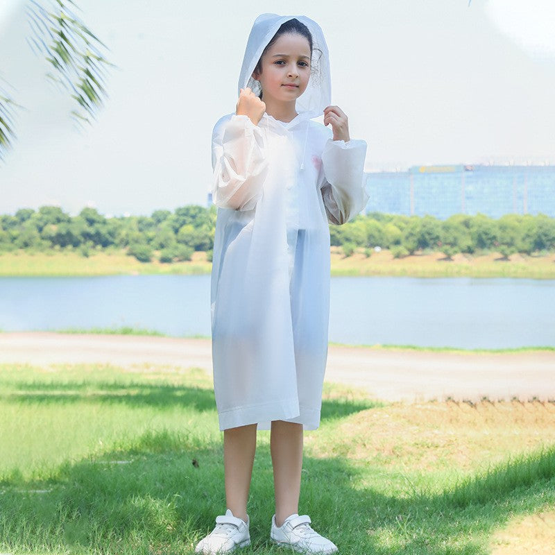 Pelerină de Ploaie pentru Copii, Impermeabilă, Unisex, Glugă Reglabilă și Manșete Elastice, Material EVA, Înălțime 100-145 cm, Alb