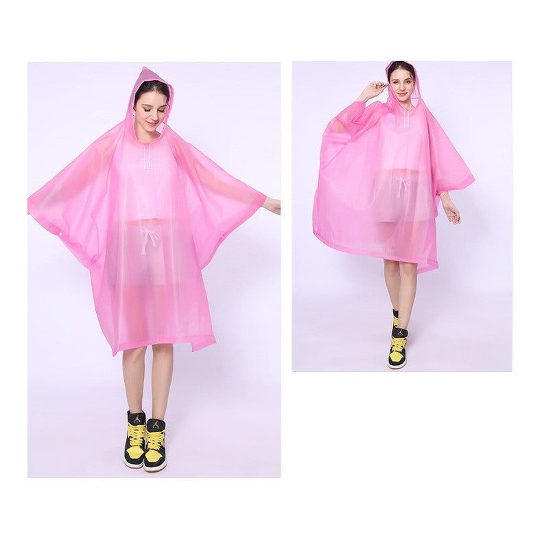 Pelerina de Ploaie Tip Poncho pentru Adulti, Impermeabila si Rezistenta la Vant, Gluga cu Snur si Capse Laterale, Material EVA, Marime Universala, 160 g, Roz