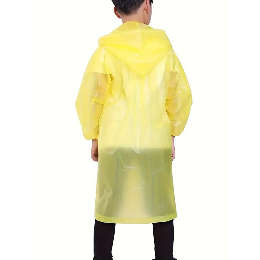Pelerina de Ploaie pentru Copii, Impermeabila cu Gluga si Capse, Unisex, Material EVA Ecologic, Inaltime 100-145 cm, Galben