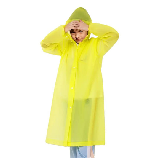 Pelerina de Ploaie pentru Copii, Impermeabila cu Gluga si Capse, Unisex, Material EVA Ecologic, Inaltime 100-145 cm, Galben