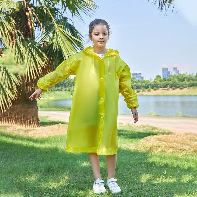 Pelerina de Ploaie pentru Copii, Impermeabila cu Gluga si Capse, Unisex, Material EVA Ecologic, Inaltime 100-145 cm, Galben