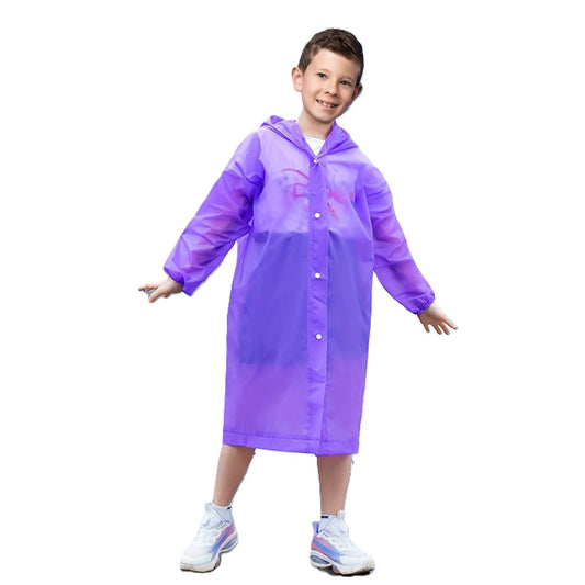 Pelerina de Ploaie pentru Copii, Impermeabila, Unisex, cu Gluga si Inchidere cu Capse, Material EVA, Inaltime 100-145 cm, Mov