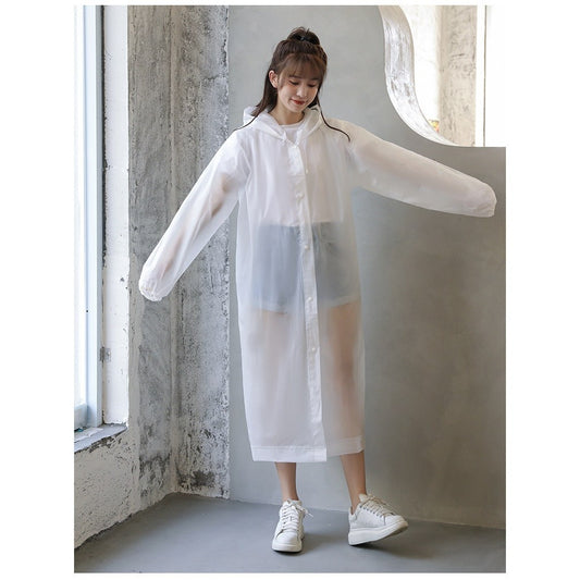 Pelerina de Ploaie pentru Adulti, Impermeabila si Rezistenta la Vant, cu Gluga si Capse, Material EVA, Unisex, 150-180 cm, Alb, 140 g