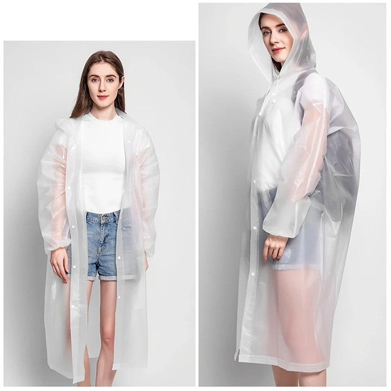Pelerina de Ploaie pentru Adulti, Impermeabila si Rezistenta la Vant, cu Gluga si Capse, Material EVA, Unisex, 150-180 cm, Alb, 140 g