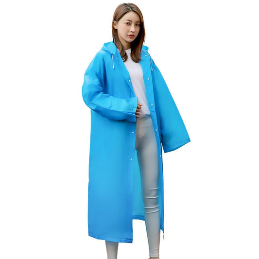 Pelerina de Ploaie pentru Adulti, Impermeabila si Rezistenta la Vant, cu Gluga Reglabila si Inchidere cu Capse, Material EVA, Unisex, 150-180 cm, Albastru