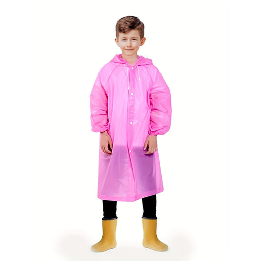 Pelerina de Ploaie pentru Copii, Impermeabila cu Gluga Reglabila si Mansete Elastice, Material EVA, Inaltime 100-145 cm, Roz