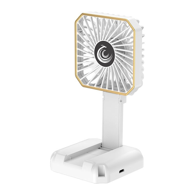Ventilator Portabil 3-In-1, Pentru Gat Si Birou Cu Suport Telefon, Pliabil 180 Grade, Incarcare USB, 3 Trepte De Viteza, Material ABS, 14 x 7 cm, Alb