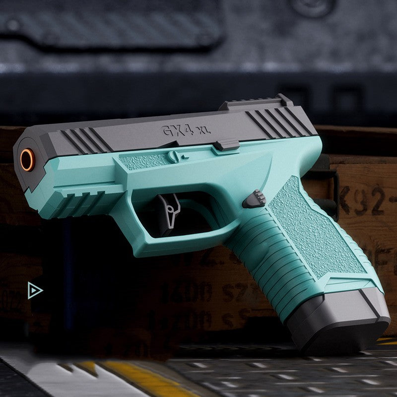 Pistol de Jucarie GX4 XL, Blaster cu Mecanism de Ejectie Cartuse si Blowback, 20 Gloante din Spuma Moale si 6 Tuburi, 15 x 13 x 3.5 cm, Negru/Verde