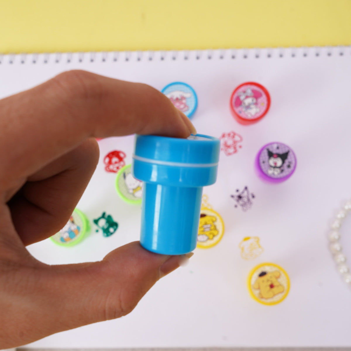 Set 10 Stampile pentru Copii, Model Printese din Desene, cu Cerneala Inclusa, Material Plastic si EVA, 4-6 Ani, Multicolor, 20 x 5 x 2 cm