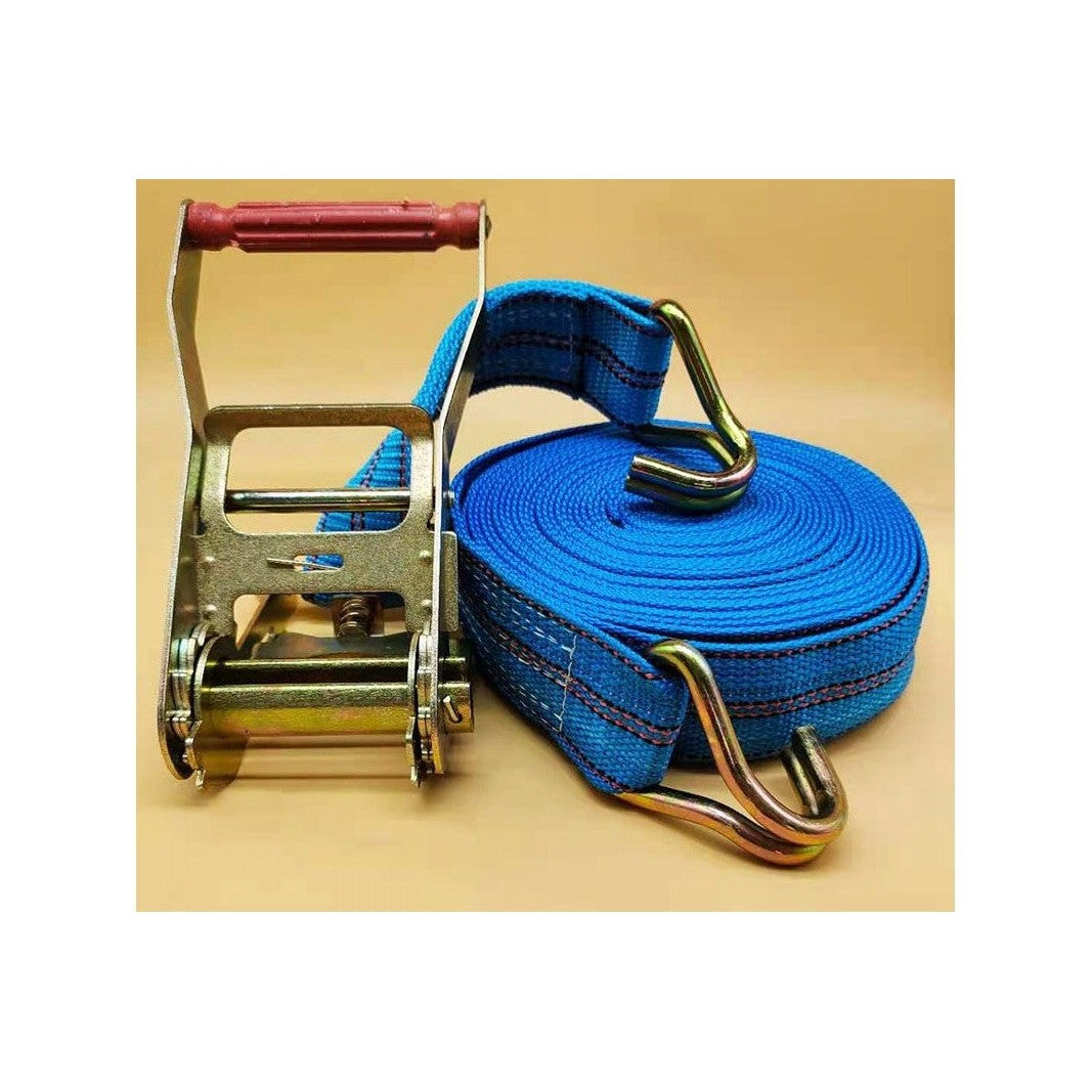 Chinga Ancorare Cu Clichet Si Carlige Duble, Fixare Marfuri Si Transport, Poliester Si Metal, 10 m x 5 cm, Albastru