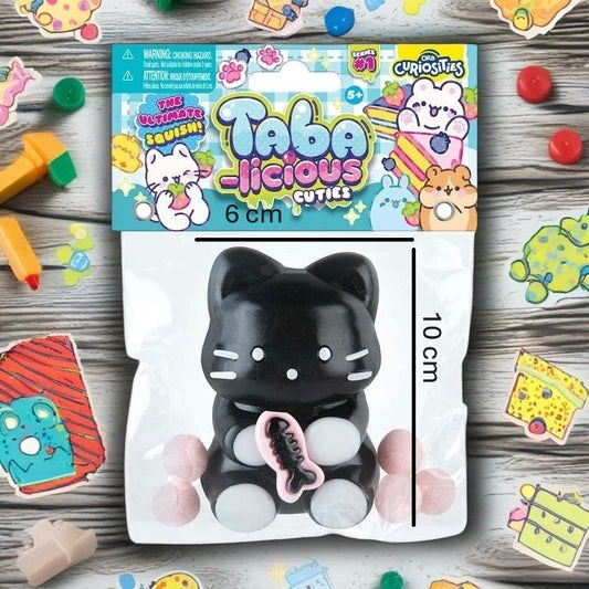 Jucarie Antistres Squishy Pisica, Revenire Lenta pentru Relaxare, Material TPR Moale, 10 x 6 cm, 70 g, Negru
