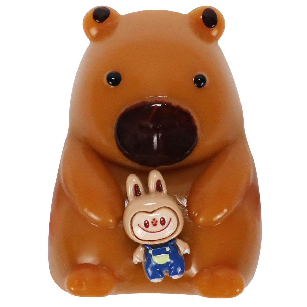 Jucarie Antistres Squishy, Model Urs cu Revenire Lenta, Squeeze Pinch Family, Material TPR Flexibil, 4.5 x 7.2 cm, Maro