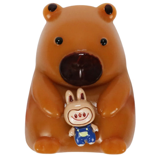 Jucarie Antistres Squishy, Model Urs cu Revenire Lenta, Squeeze Pinch Family, Material TPR Flexibil, 4.5 x 7.2 cm, Maro