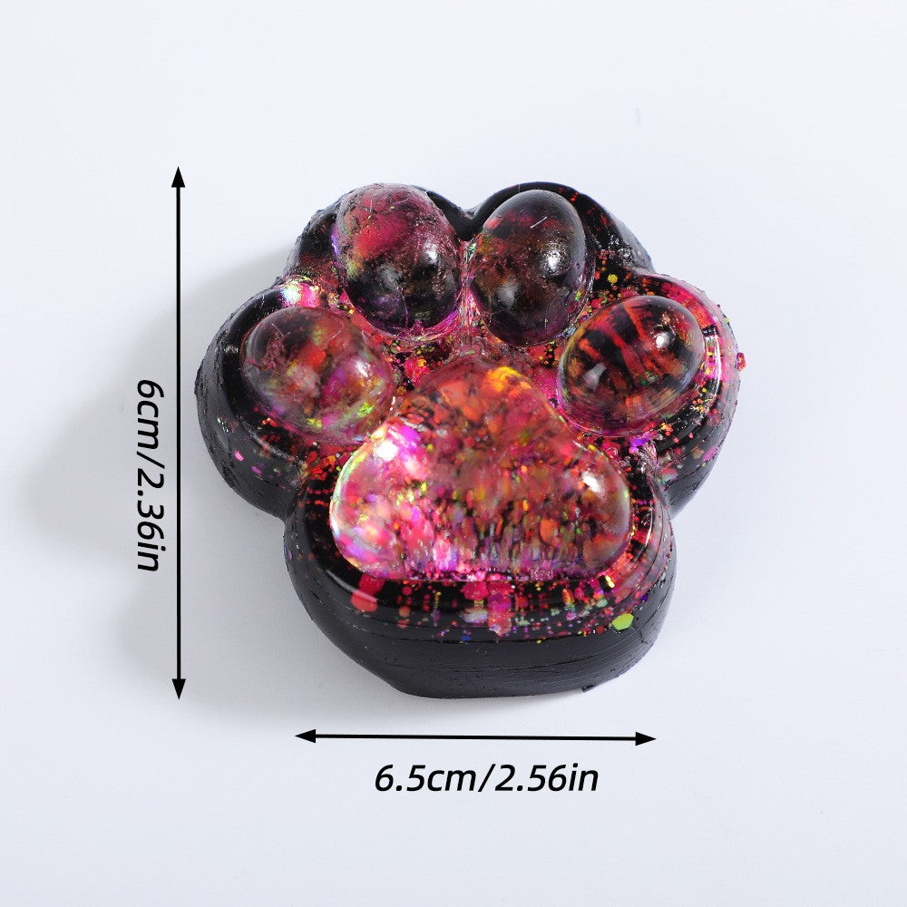 Jucarie Antistres Squishy Labuta de Pisica cu Sclipici, Revenire Lenta, Material Elastic si Moale, 6.5x6 cm, 60g, Roz-Negru