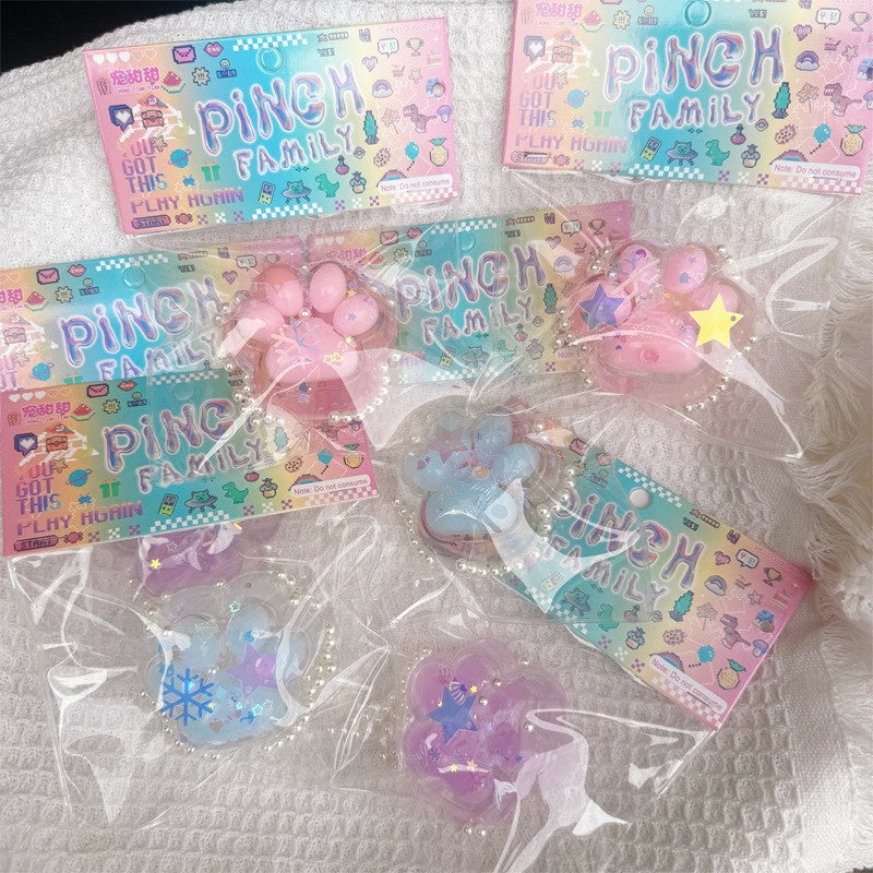 Jucarie Antistres Squishy, Model Labuta de Pisica, Revenire Lenta, Material Moale Elastic, 6x5.5 cm, 70g, Roz-Transparent