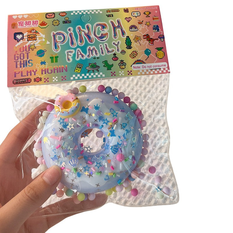 Jucarie Antistres Squishy, Model Gogoasa cu Revenire Lenta, Squeeze Pinch Family, Spuma Elastica, 6x6 cm, 99g, Albastru