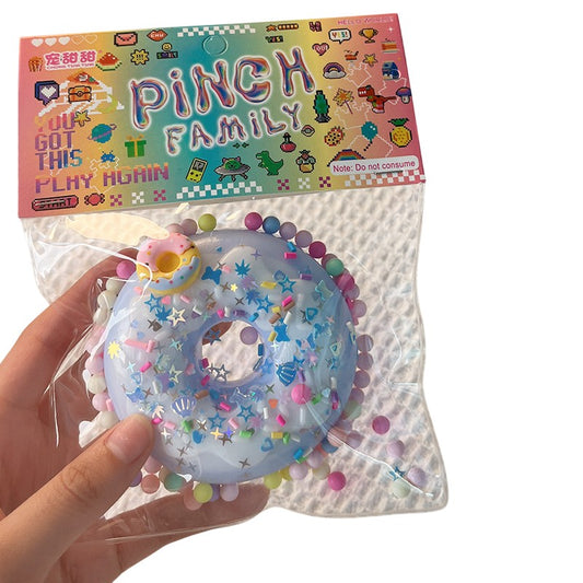 Jucarie Antistres Squishy, Model Gogoasa cu Revenire Lenta, Squeeze Pinch Family, Spuma Elastica, 6x6 cm, 99g, Albastru