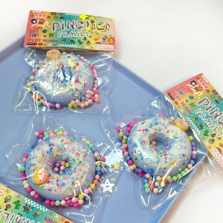 Jucarie Antistres Squishy, Model Gogoasa cu Revenire Lenta, Squeeze Pinch Family, Spuma Elastica, 6x6 cm, 99g, Albastru