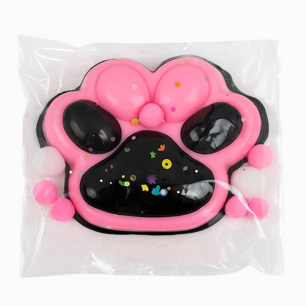 Jucarie Antistres Squishy Model Labuta de Pisica, Revenire Lenta, Textura Moale din Silicon Elastic, Marime Mare 12.5 x 10.5 cm, 220 g, Roz Transparent Negru