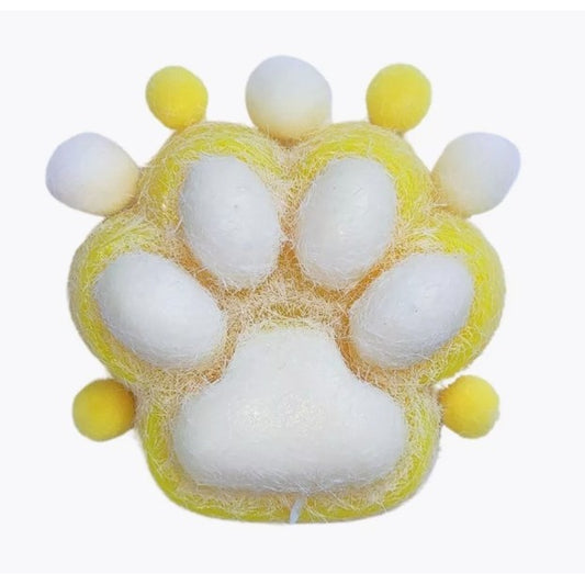 Jucarie Interactiva Squishy Antistres, Model Labuta de Pisica, Revenire Lenta, Material TPR Moale, Textura Puf, 7.5 cm, +3 Ani, Galben