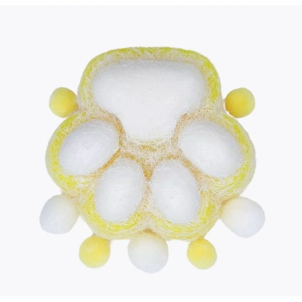 Jucarie Interactiva Squishy Antistres, Model Labuta de Pisica, Revenire Lenta, Material TPR Moale, Textura Puf, 7.5 cm, +3 Ani, Galben