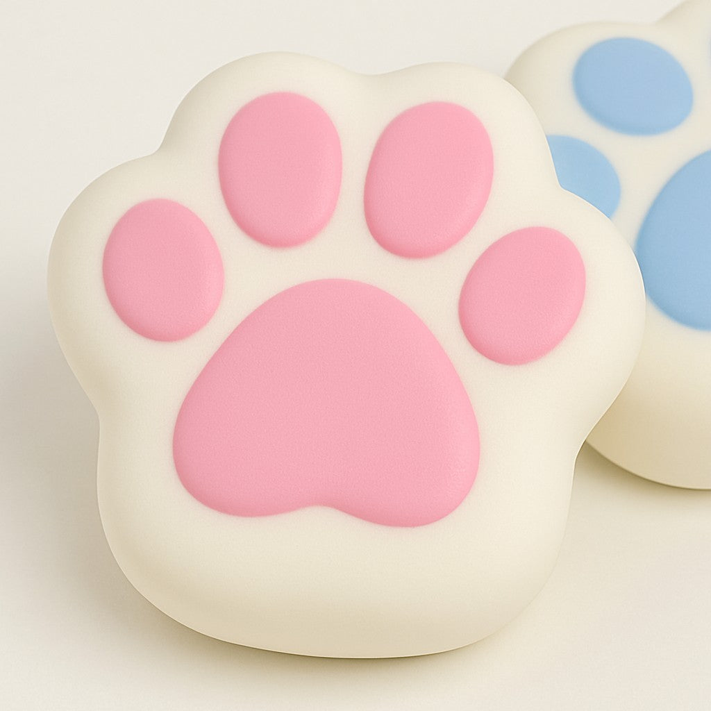 Jucarie Antistres Squishy Model Labuta de Pisica, Textura Elastica cu Revenire Lenta, Material Moale Lavabil, Format XL 12.5 x 10.5 cm, 220 g, Alb si Roz
