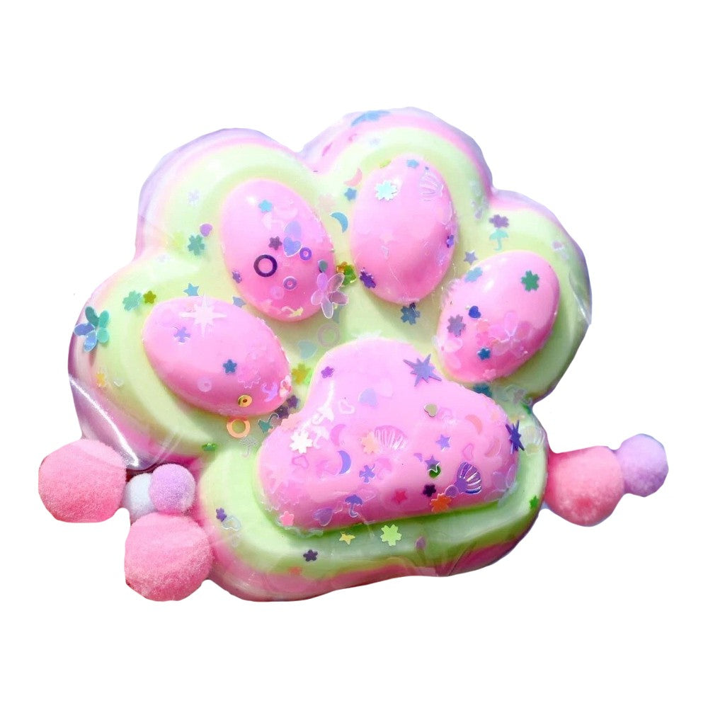 Jucarie Antistres Squishy Model Labuta de Pisica, Revenire Lenta, Textura Moale, Silicon, BIG 12.5 x 10.5 cm, 220 g, Roz si Verde