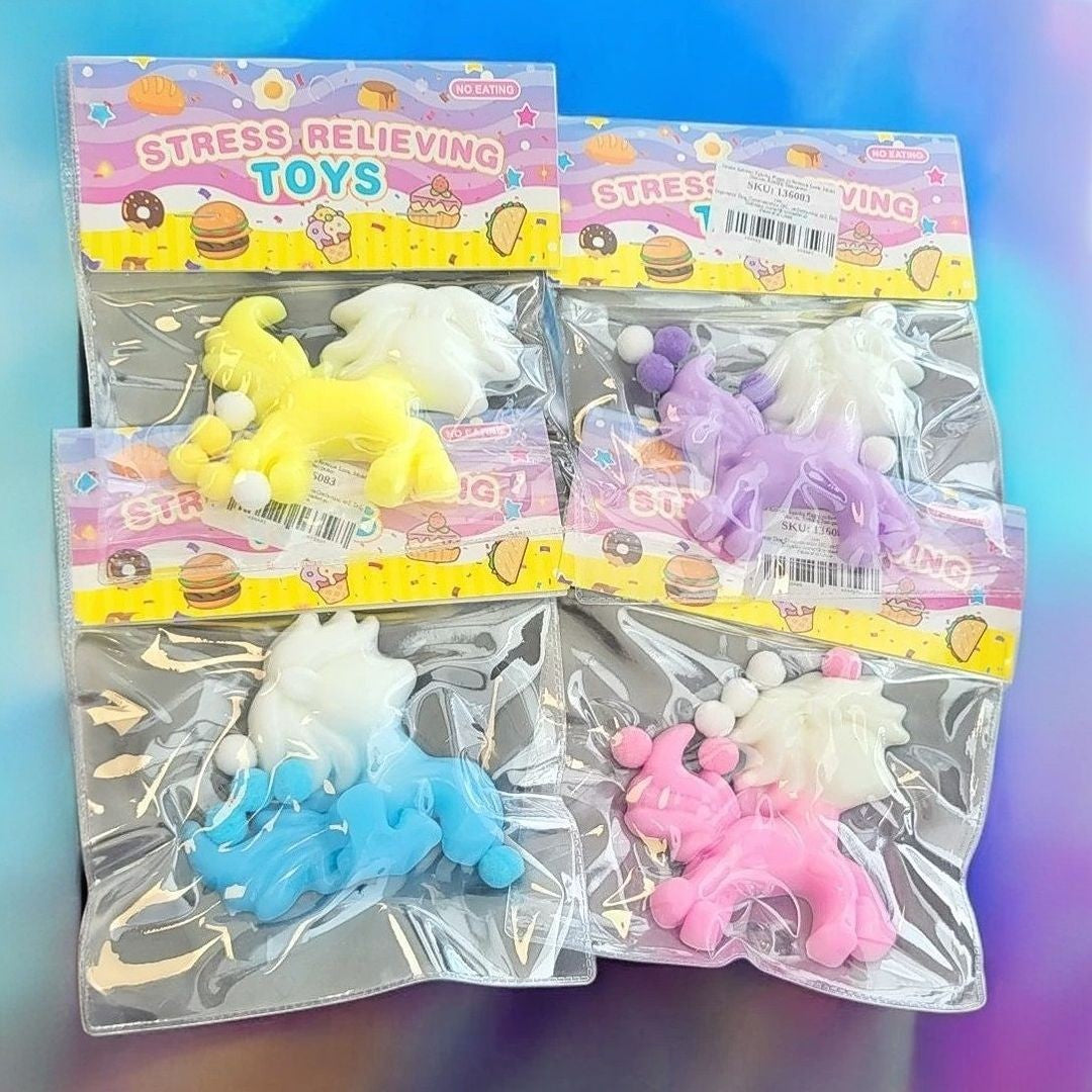Jucarie Antistres Squishy, Model Unicorn cu Revenire Lenta, Squeeze Pinch Family, Spuma Poliuretanica, Multicolor, 1 Bucata