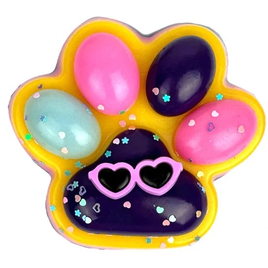Jucarie Antistres Squishy Model Labuta de Pisica, Textura Moale cu Revenire Lenta, Material Elastic Lavabil, Format Big 12.5 x 10.5 cm, 220 g, Roz Galben Mov