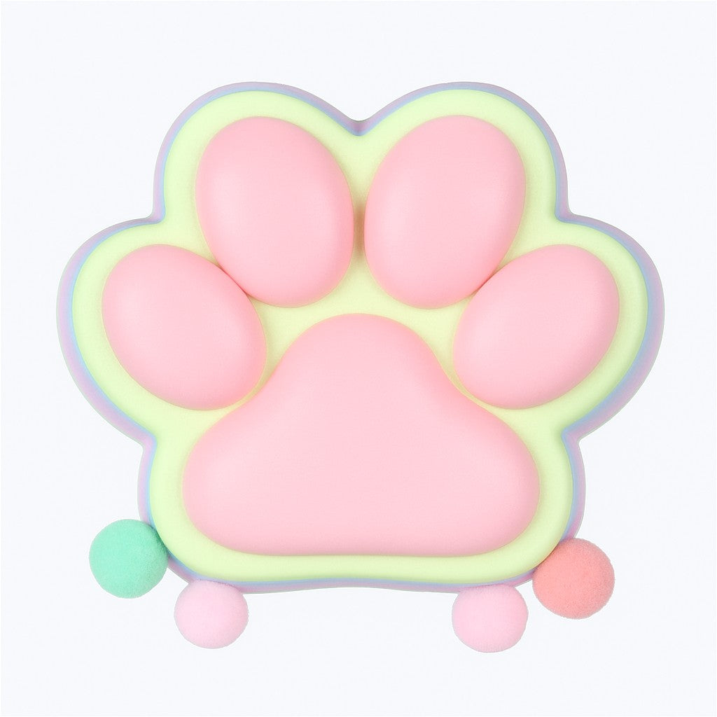 Jucarie Antistres Squishy, Model Labuta de Pisica, Revenire Lenta Slow Rising, Material Elastic Moale, Dimensiune Mare 12.5 x 10.5 cm, 220 g, Multicolor Roz Galben