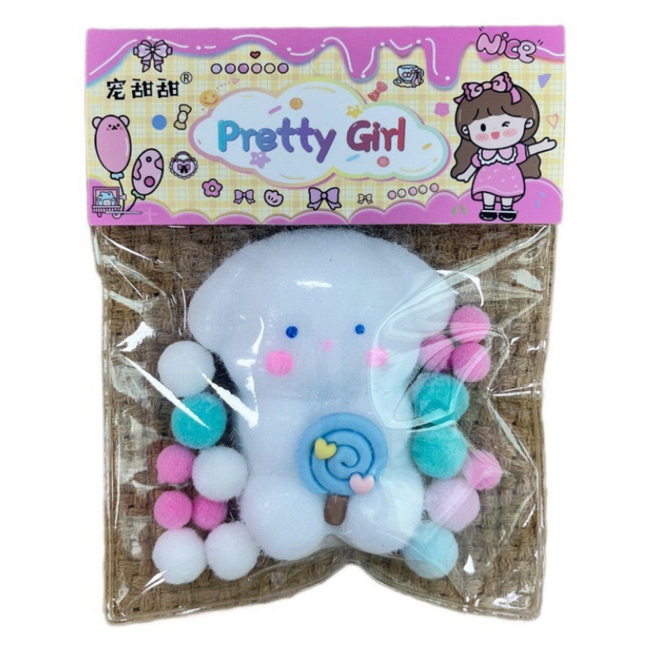 Squeeze Pinch Family, Jucarie Antistres Squishy, Model Animalut cu Revenire Lenta, Material TPR Moale, 9 x 6 cm, Alb