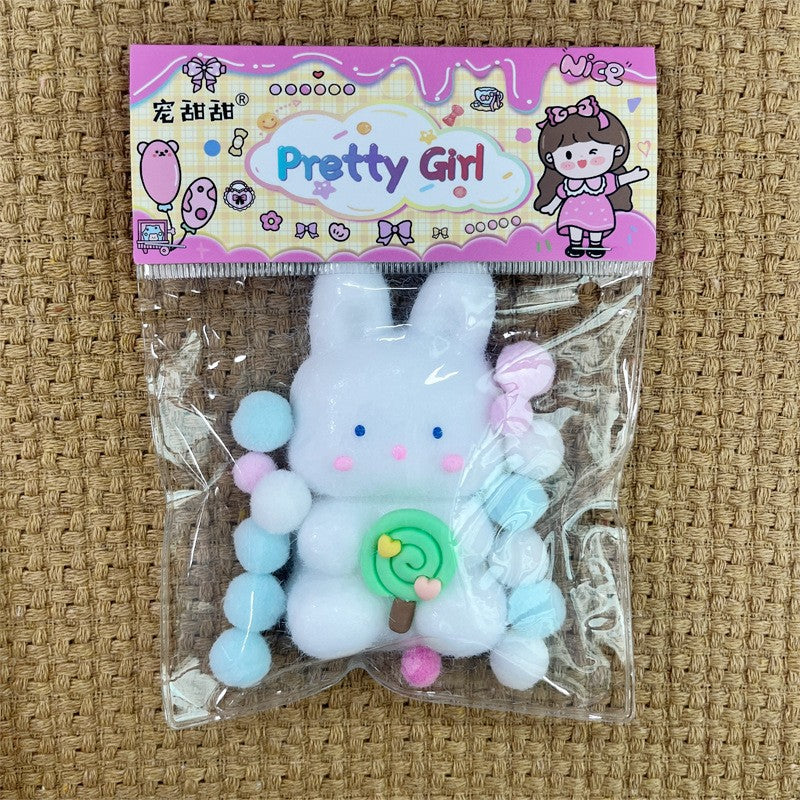 Squeeze Pinch Family, Jucarie Antistres Squishy, Model Animalut cu Revenire Lenta, Material TPR Moale, 9 x 6 cm, Alb
