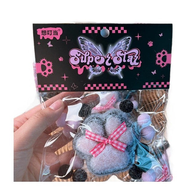 Jucarie Antistres Squishy Laba de Pisica, Revenire Lenta, Model Cat Paw cu Fundita, Material TPR si Gel, Ambalaj Transparent, Negru