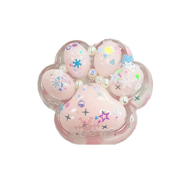 Jucarie Antistres Squishy, Labuta de Pisica cu Perlute si Revenire Lenta, Material TPR Flexibil, 7 x 6.5 cm, Multicolor