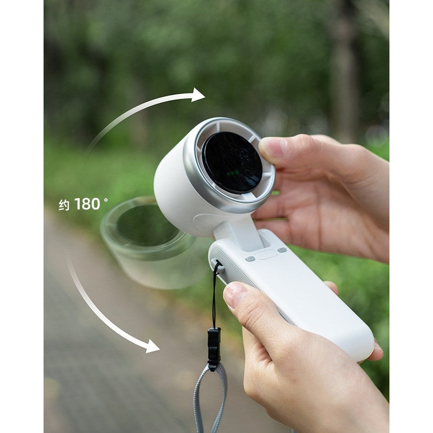Mini Ventilator Portabil, 5 Trepte de Viteza, Afisaj Digital HD, Unghi Reglabil 180 Grade, Incarcare USB Type-C, Plastic Rezistent, 5.95 x 5.2 x 17.2 cm, Alb