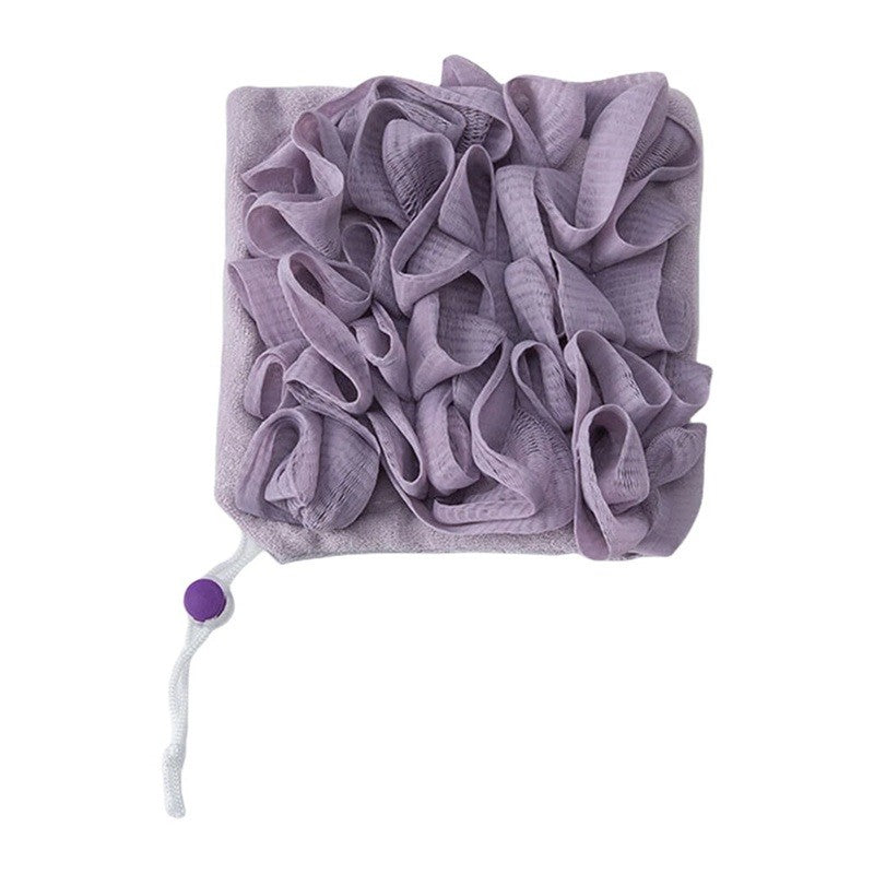 Prosop de Baie 2 in 1 cu Burete din Plasa, Manusa pentru Curatare si Exfoliere, Textura Dubla din PE si Material Terry, 17 x 17 cm, Mov