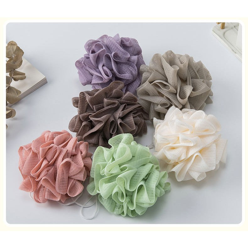 Prosop de Baie 2 in 1 cu Burete din Plasa, Manusa pentru Curatare si Exfoliere, Textura Dubla din PE si Material Terry, 17 x 17 cm, Mov